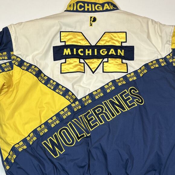 Vintage 90s Pro Player Michigan Wolverines Puffer Jacket Men’s XL Full Zip Blue - Picture 14 of 15